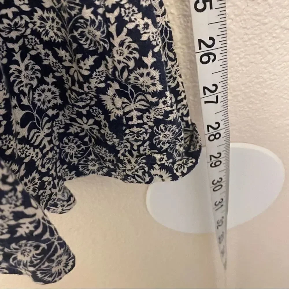 Old navy girls tile blue print Long 3/4 sleeve cotton rayon dress L 10/12